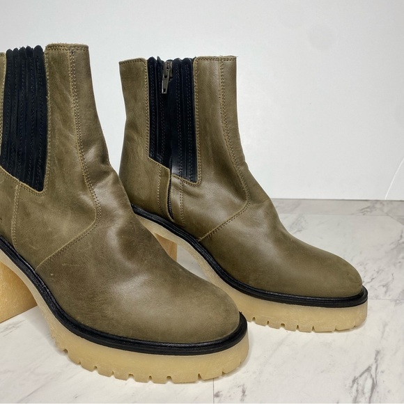 Free People James Deep Khaki Chelsea Heeled Boot 39.5 9.5 - Picture 9 of 14